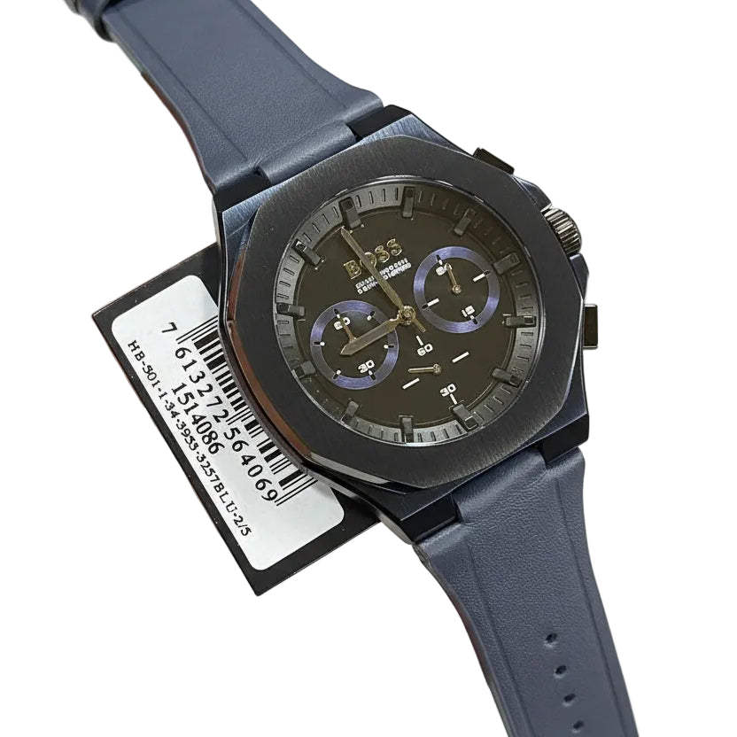 BOSS Steer Chronograph Blue Silicone Strap Watch ⌚️💎✨