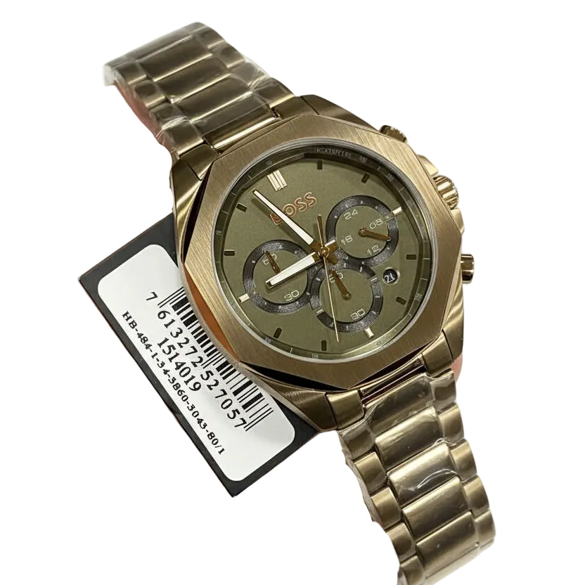 Hugo Boss Steer Chronograph Green Dial Watch ⌚️✨🟢