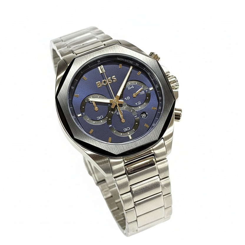 BOSS Octagonal Blue Dial Chronograph Watch ⌚👔✨