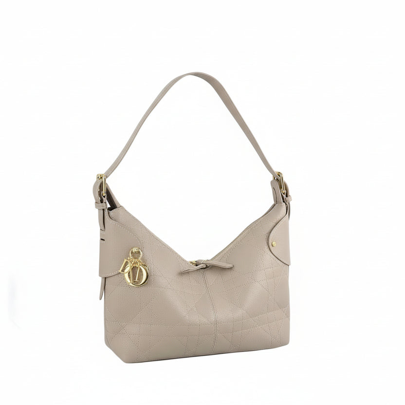 Dior Cannage Leather Hobo Bag with Gold Charm 👜✨🥐