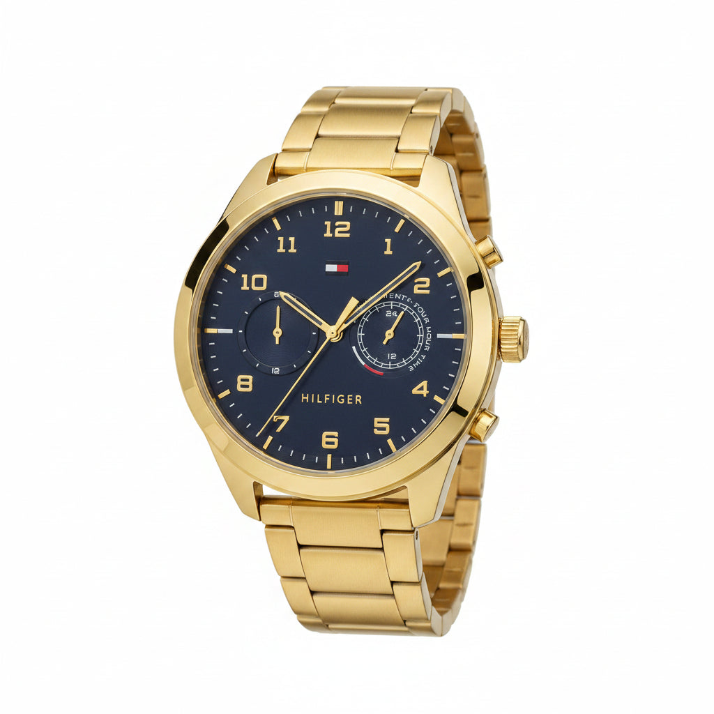 Tommy Hilfiger Gold Tone Chronograph Watch with Navy Dial ⌚✨💙