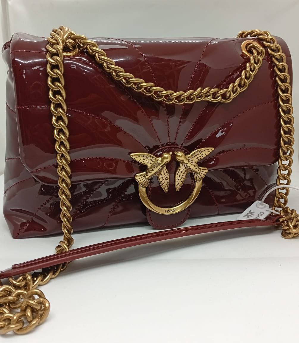 Pinko Love Lady Puff Bag in Burgundy Patent Leather 🍷✨🕊️
