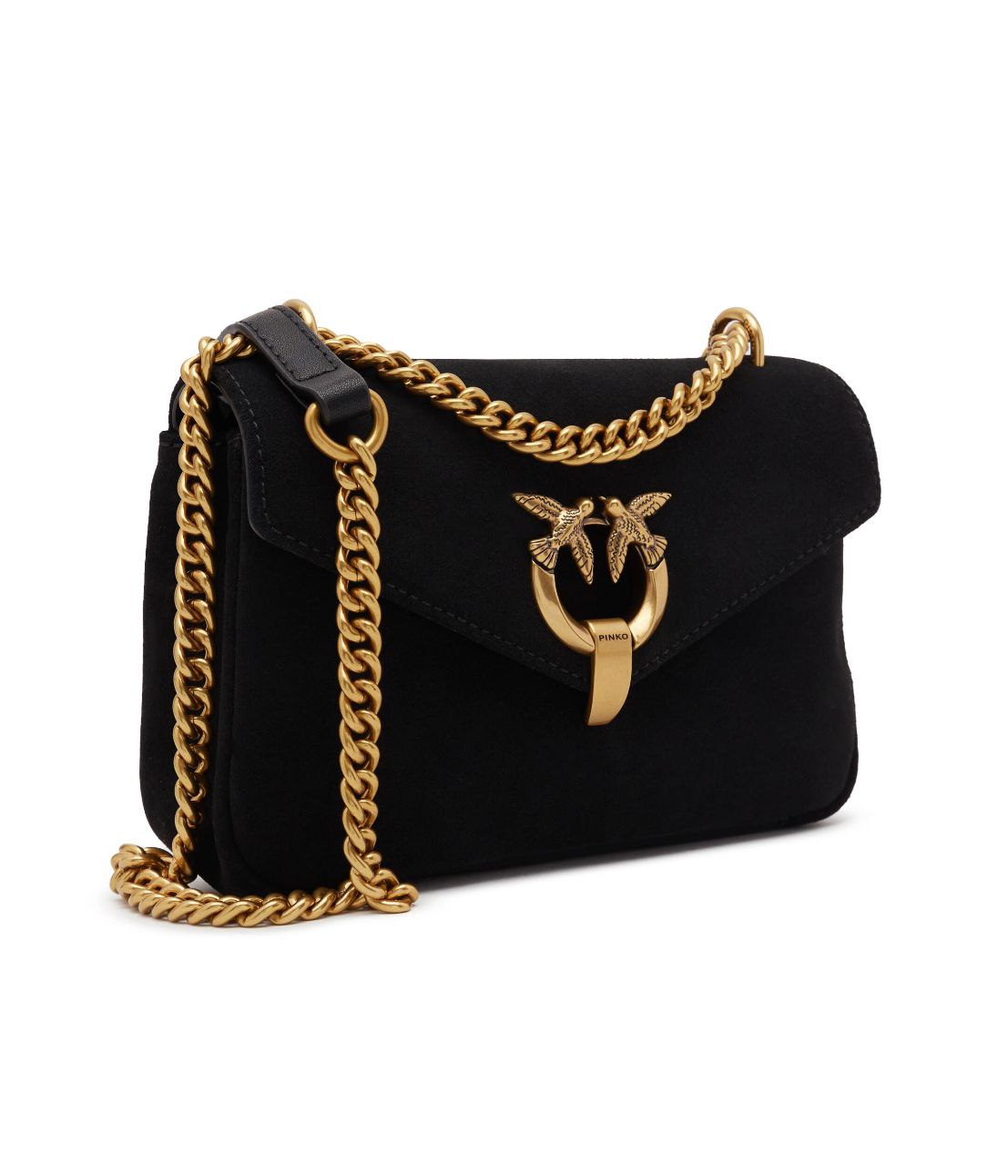 Pinko Love Bag Bell Suede Shoulder Bag with Iconic Love Birds Buckle 🕊️🖤✨
