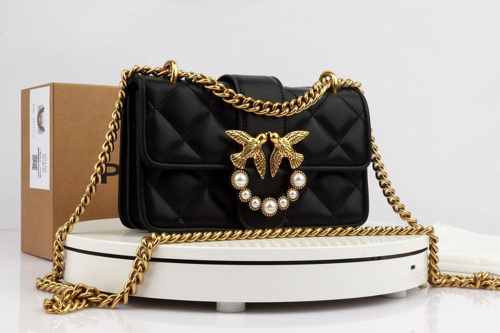 Pinko Love Bag Puff Quilted Leather Crossbody with Pearl Birds 🕊️✨👜
