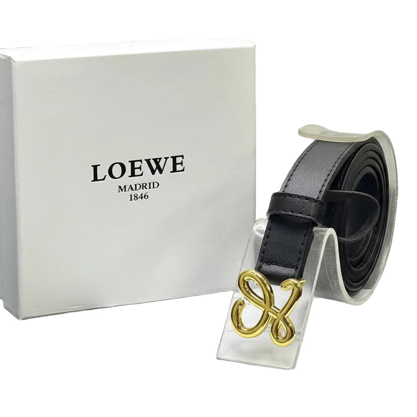 LOEWE Madrid 1846 Black Leather Belt with Gold Anagram Buckle 🌟 ✨ 👜