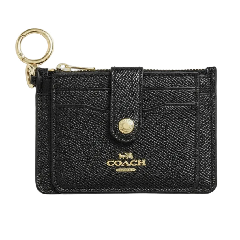 Coach Crossgrain Leather Attachment Card Case in Black 🖤✨💼