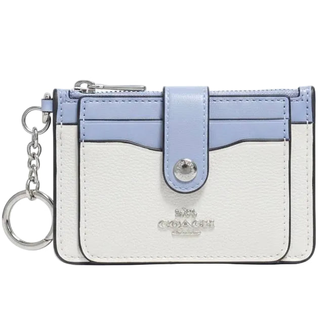 Coach Colorblock Leather Zip Card Case with Keychain 🦋🤍✨