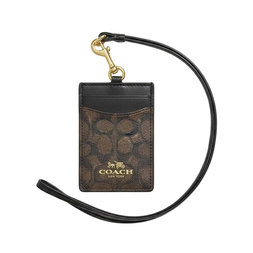Coach Signature Canvas ID Lanyard in Brown and Black 💼✨🤎