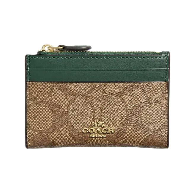 Coach Signature Canvas and Green Leather Slim Card Case 🌲💳✨