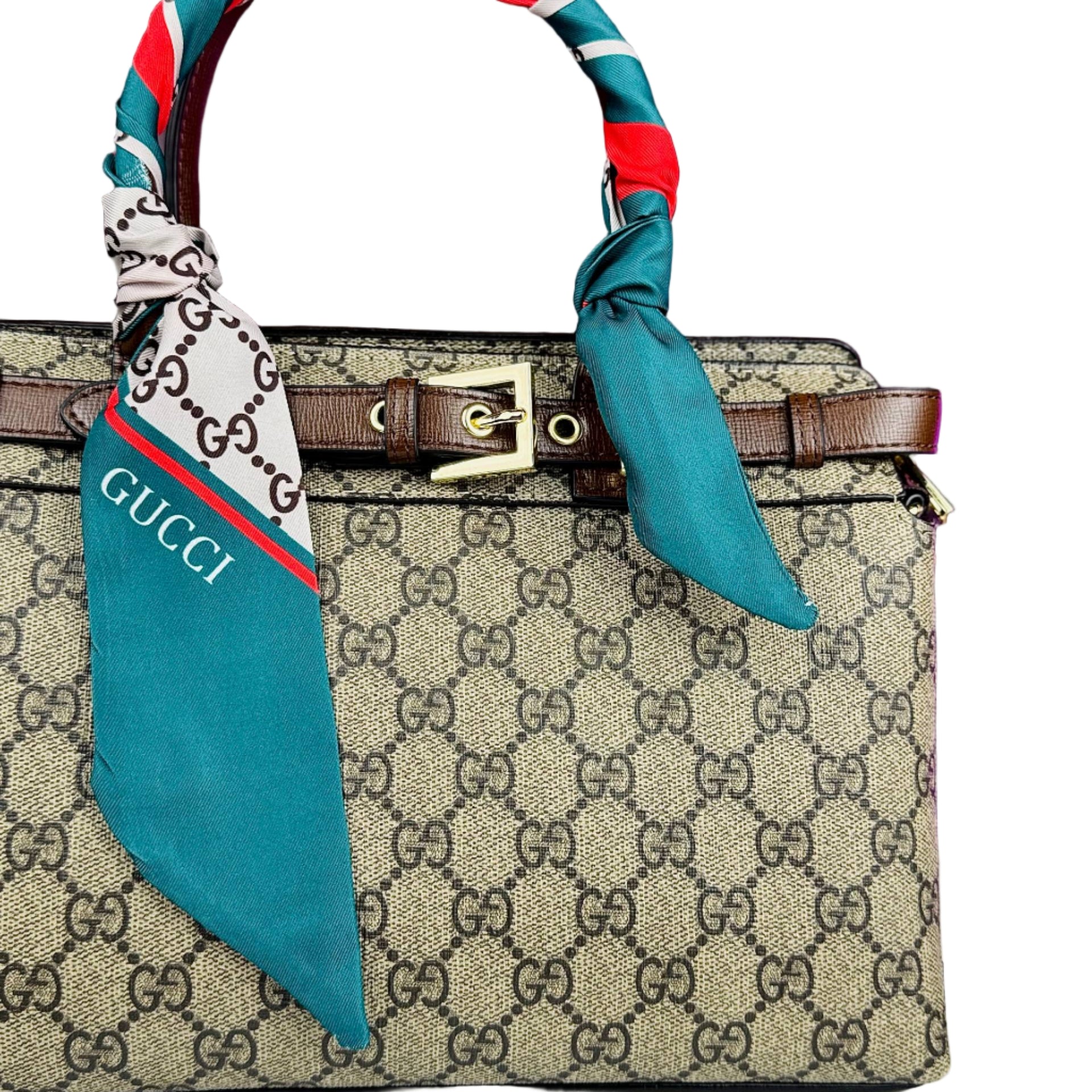👜 Luxurious Gucci GG Supreme Top Handle Bag with Silk Scarf Accent 🤎✨