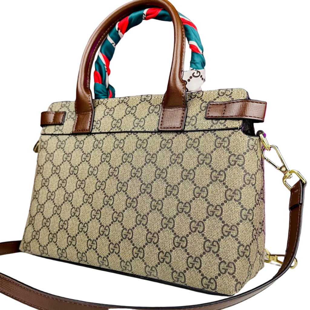 👜 Luxurious Gucci GG Supreme Top Handle Bag with Silk Scarf Accent 🤎✨