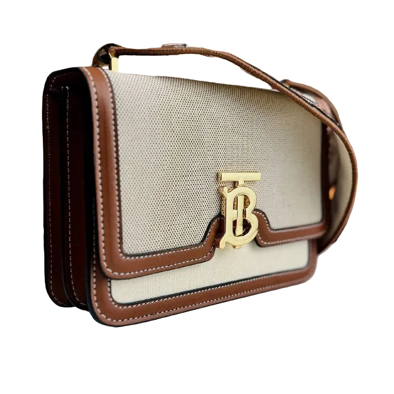 Burberry TB Canvas and Leather Shoulder Bag 👜✨🥐