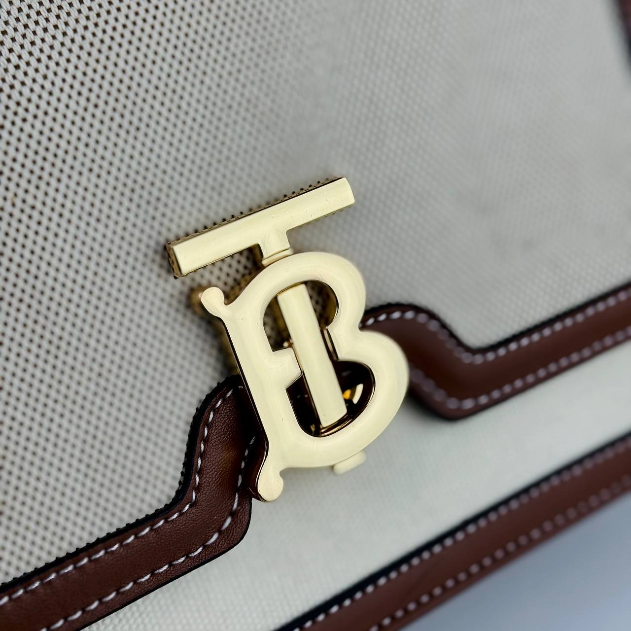 Burberry TB Canvas and Leather Shoulder Bag 👜✨🥐