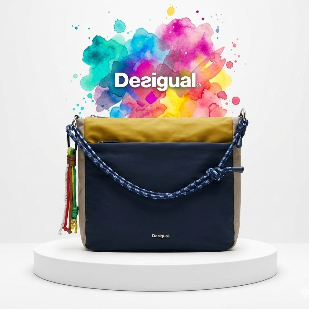 Desigual Urban Trek Nylon Shoulder Bag with Braided Rope Straps 🌈👜✨