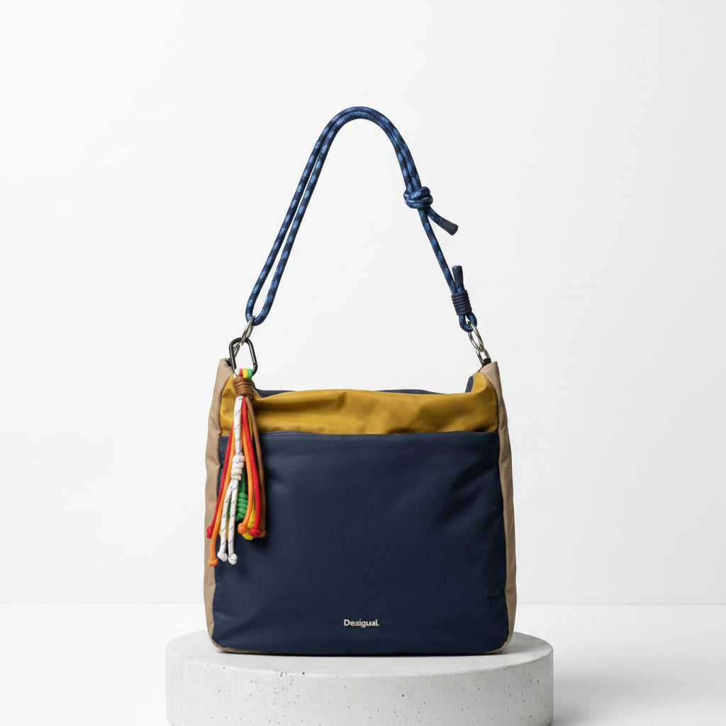 Desigual Urban Trek Nylon Shoulder Bag with Braided Rope Straps 🌈👜✨