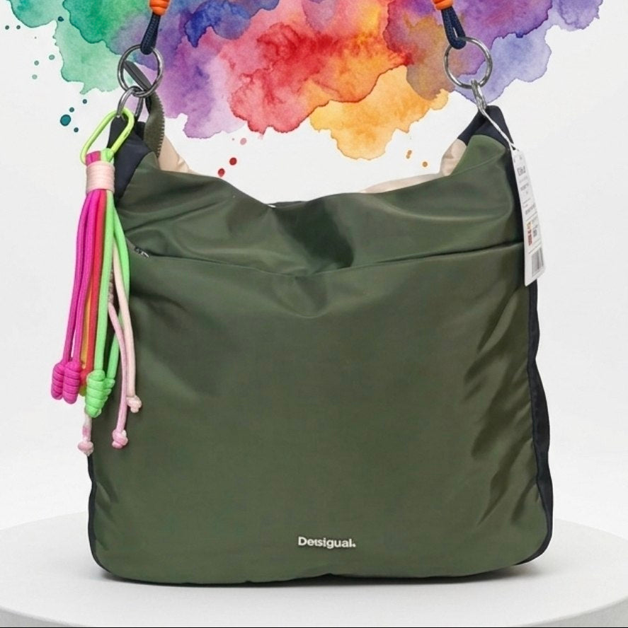 Desigual Urban Trek Nylon Shoulder Bag with Braided Rope Straps 🌈👜✨
