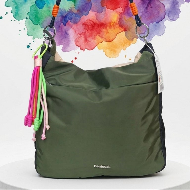 Desigual Urban Trek Nylon Shoulder Bag with Braided Rope Straps 🌈👜✨