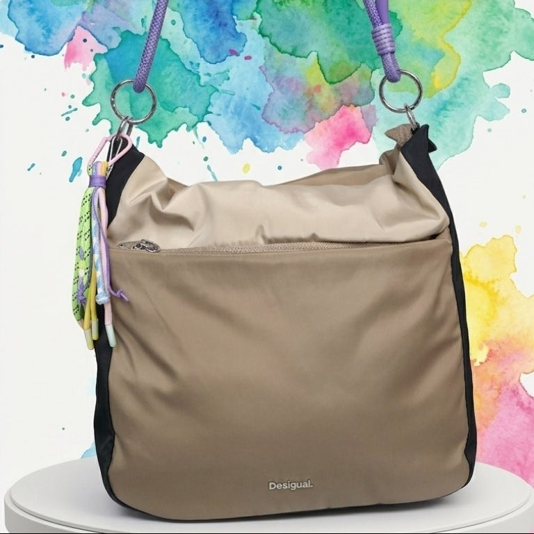 Desigual Urban Trek Nylon Shoulder Bag with Braided Rope Straps 🌈👜✨