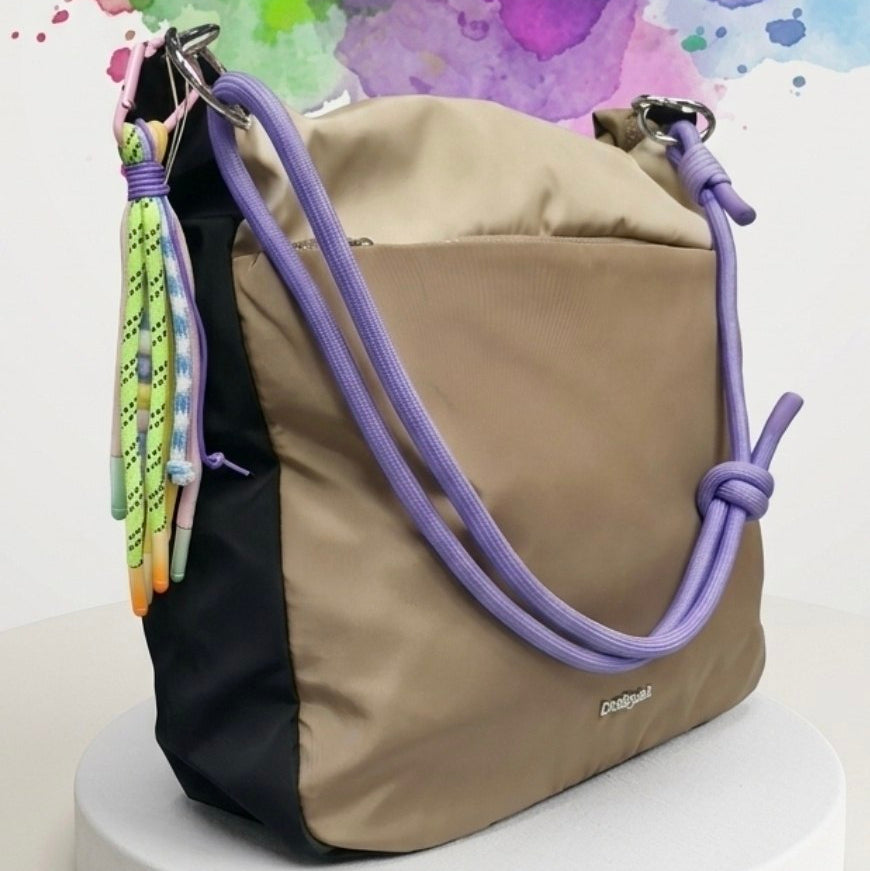Desigual Urban Trek Nylon Shoulder Bag with Braided Rope Straps 🌈👜✨