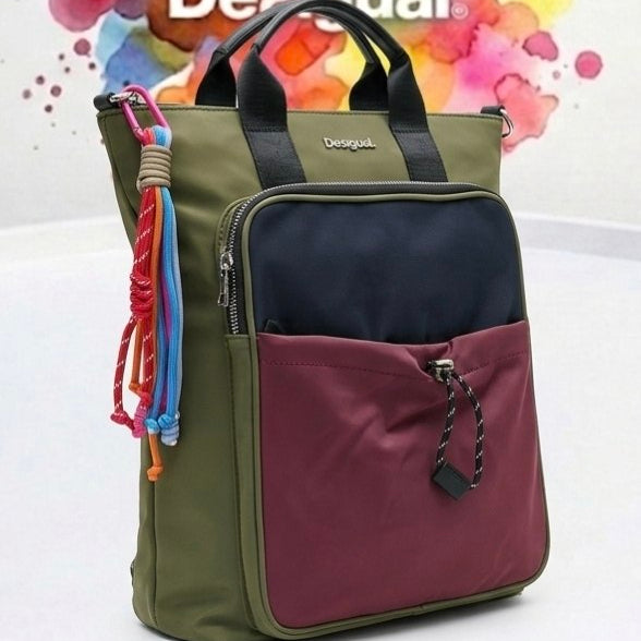 Desigual Color Block Convertible Backpack Tote 🎒✨🌈