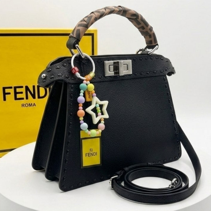 Fendi Peekaboo ISeeU Leather Handbag with Wrapped Scarf Handle 👜✨🤍