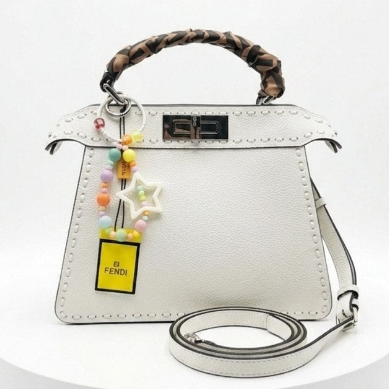 Fendi Peekaboo ISeeU Leather Handbag with Wrapped Scarf Handle 👜✨🤍