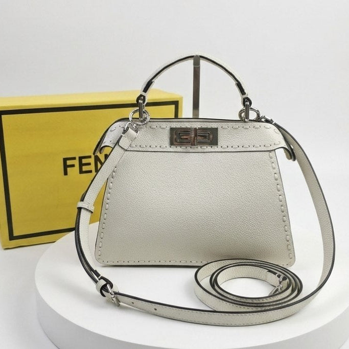 Fendi Peekaboo ISeeU Leather Handbag with Wrapped Scarf Handle 👜✨🤍