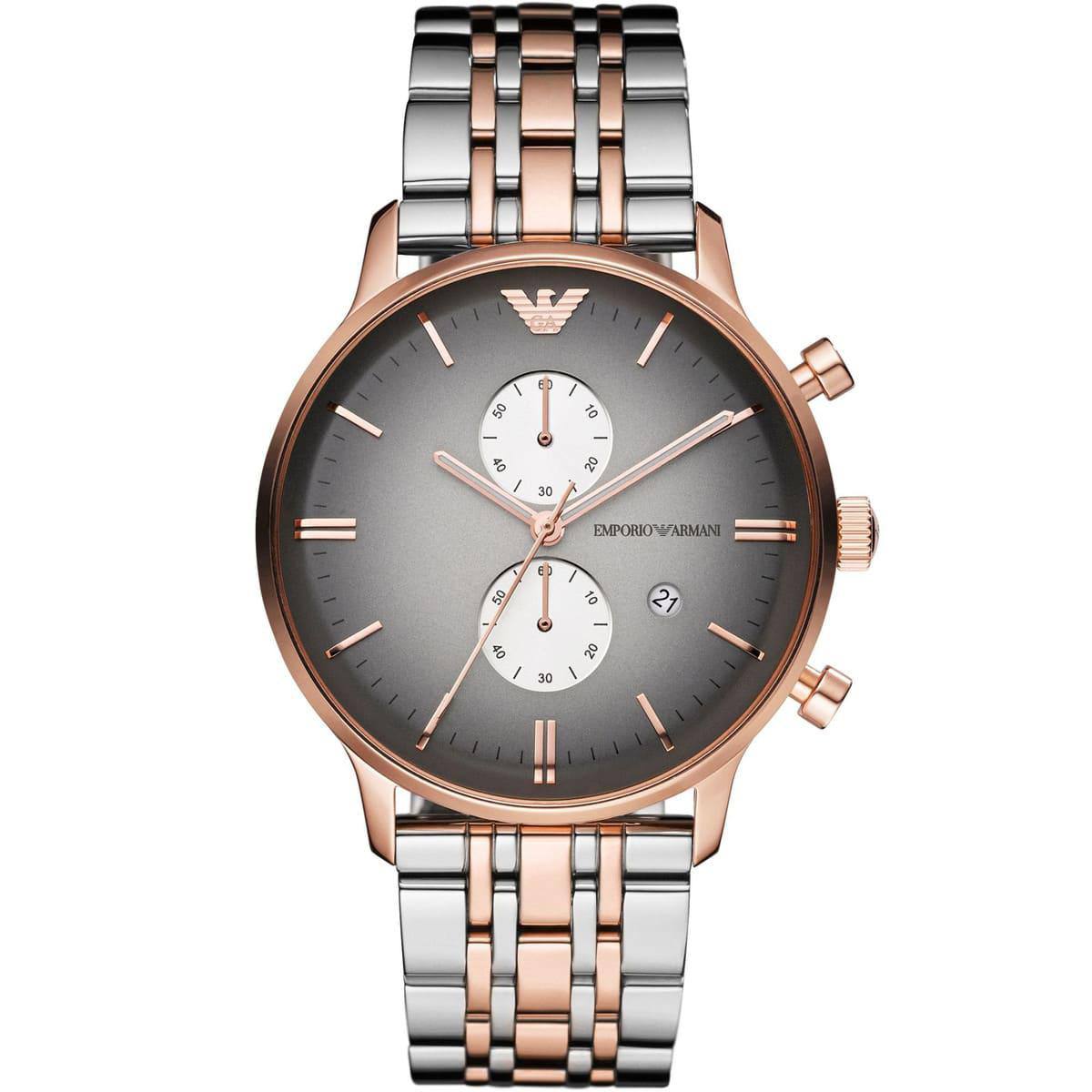 Emporio Armani Two Tone Chronograph Watch in Rose Gold and Silver ⌚✨💼