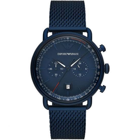 Emporio Armani Blue Chronograph Watch with Mesh Bracelet ⌚️🔹👔