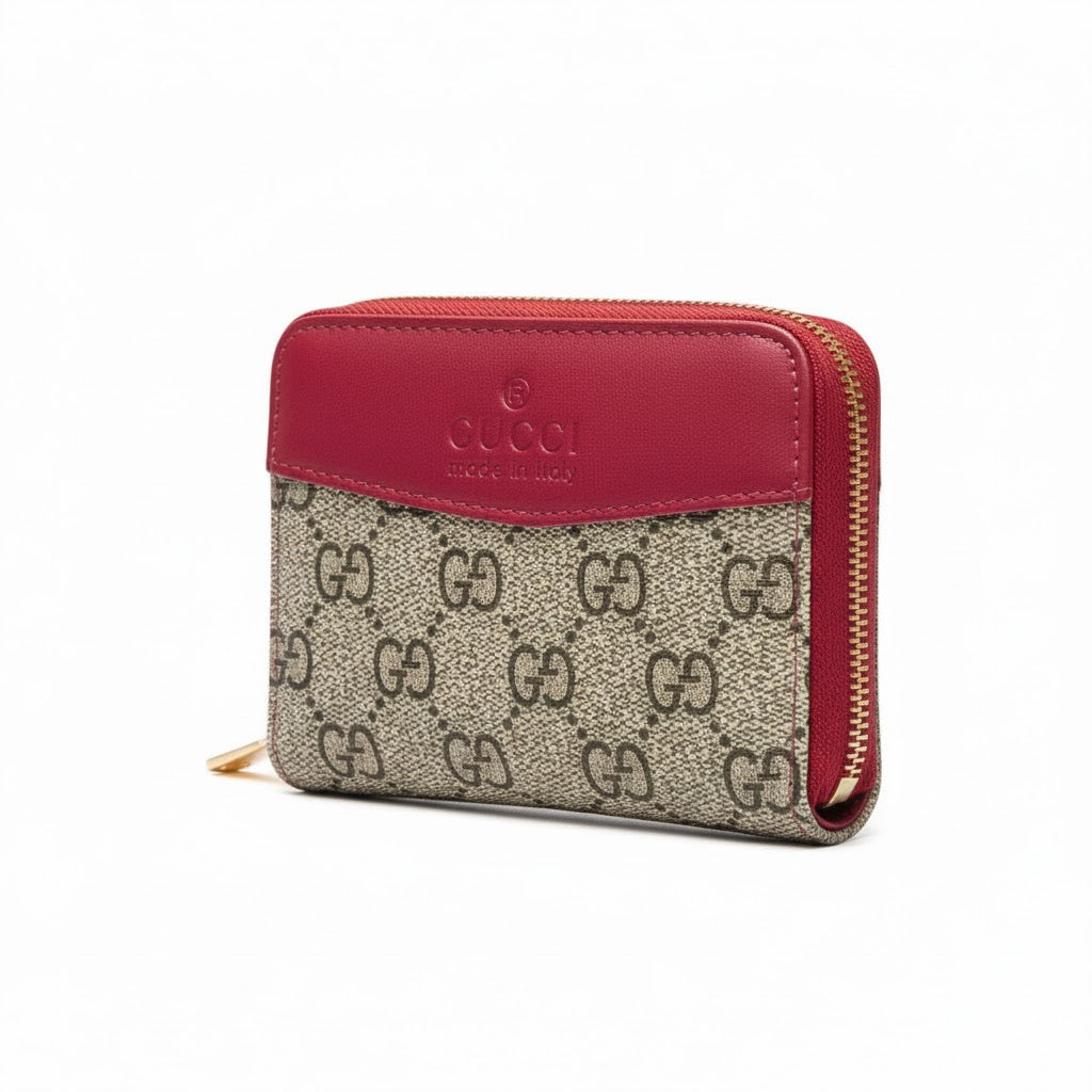 Gucci GG Supreme Canvas Zip-Around Wallet with Raspberry Leather Trim 🇮🇹💖🔒