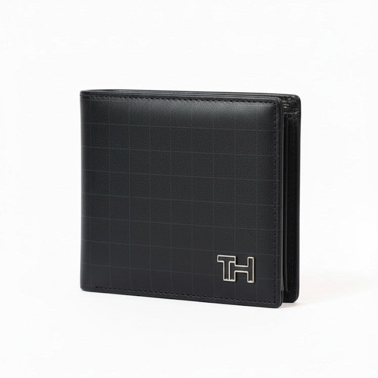 Tommy Hilfiger Black Grid-Pattern Bi-Fold Wallet 💼◼️✨