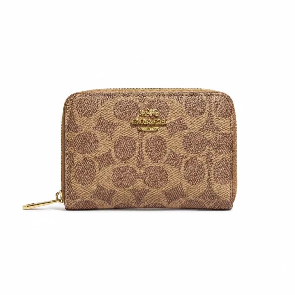 Coach Signature C Canvas Zip-Around Wallet with Gold Hardware 👜✨🔒