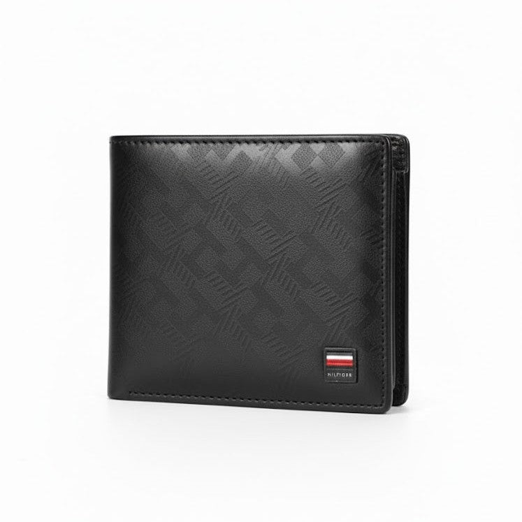 Tommy Hilfiger Black Monogram Embossed Bi-Fold Wallet 💼🖤🗽