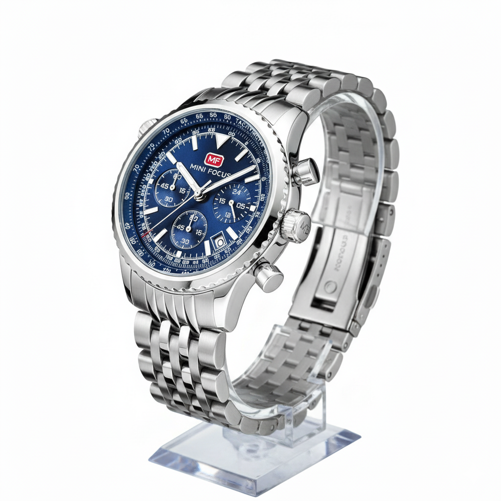 Mini Focus Aviator Chronograph Blue Dial Stainless Steel ✈️💙⏱️