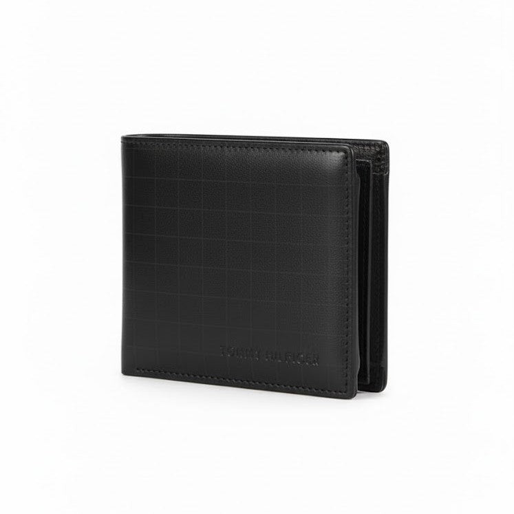 Tommy Hilfiger Black Grid-Pattern Bi-Fold Wallet 💼◼️✨