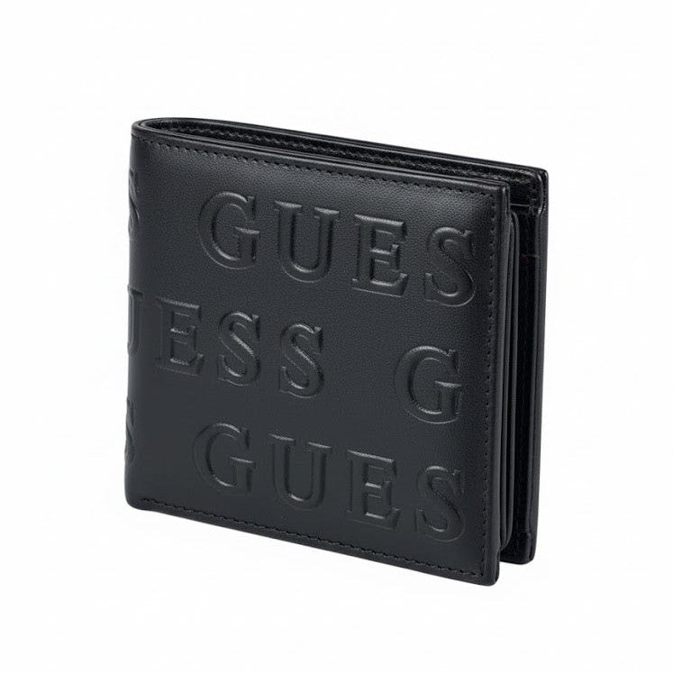 GUESS Embossed Logo Black Bifold Leather Wallet ⚫️🔠💳