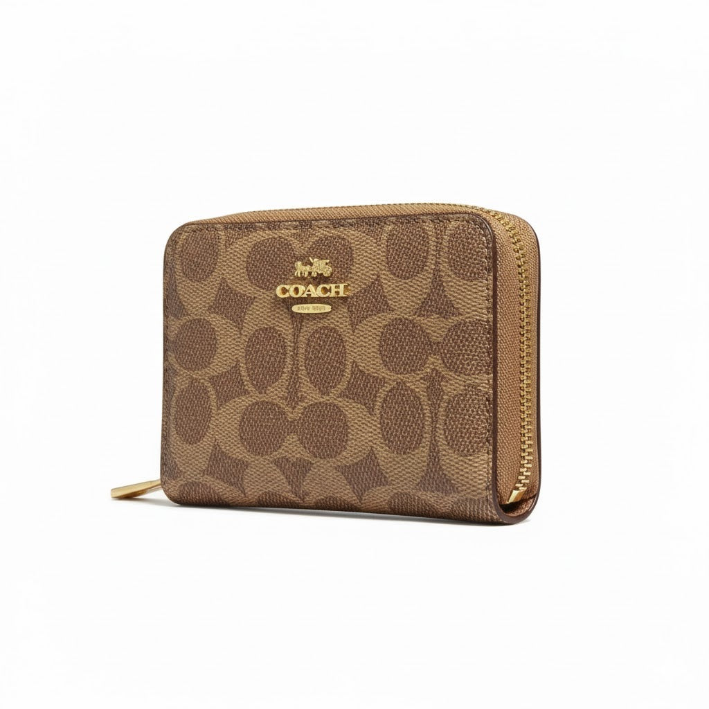 Coach Signature C Canvas Zip-Around Wallet with Gold Hardware 👜✨🔒