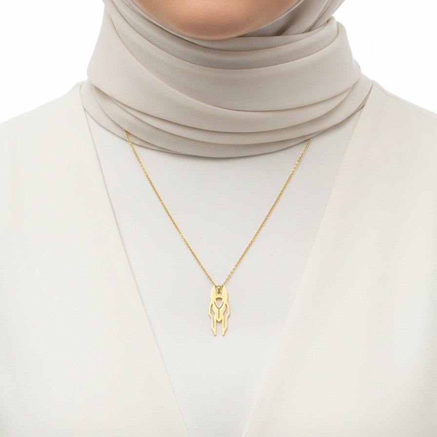 Golden Geometric Totem Pendant Necklace ✨ 🔱 🌙