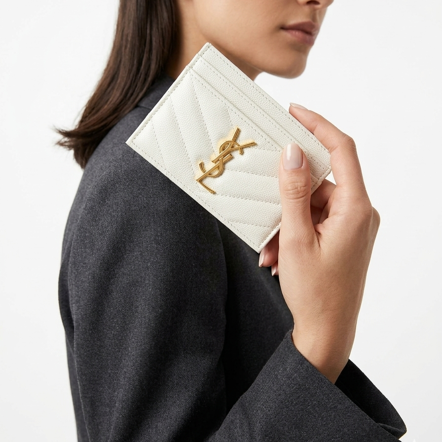 Monogram Quilted Card Holder Saint Laurent ✨ 💳 💼