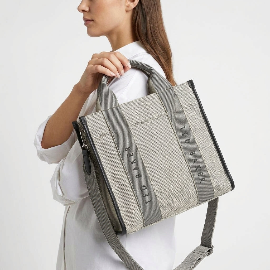 Ted Baker Canvas Tote with Detachable Crossbody Strap
