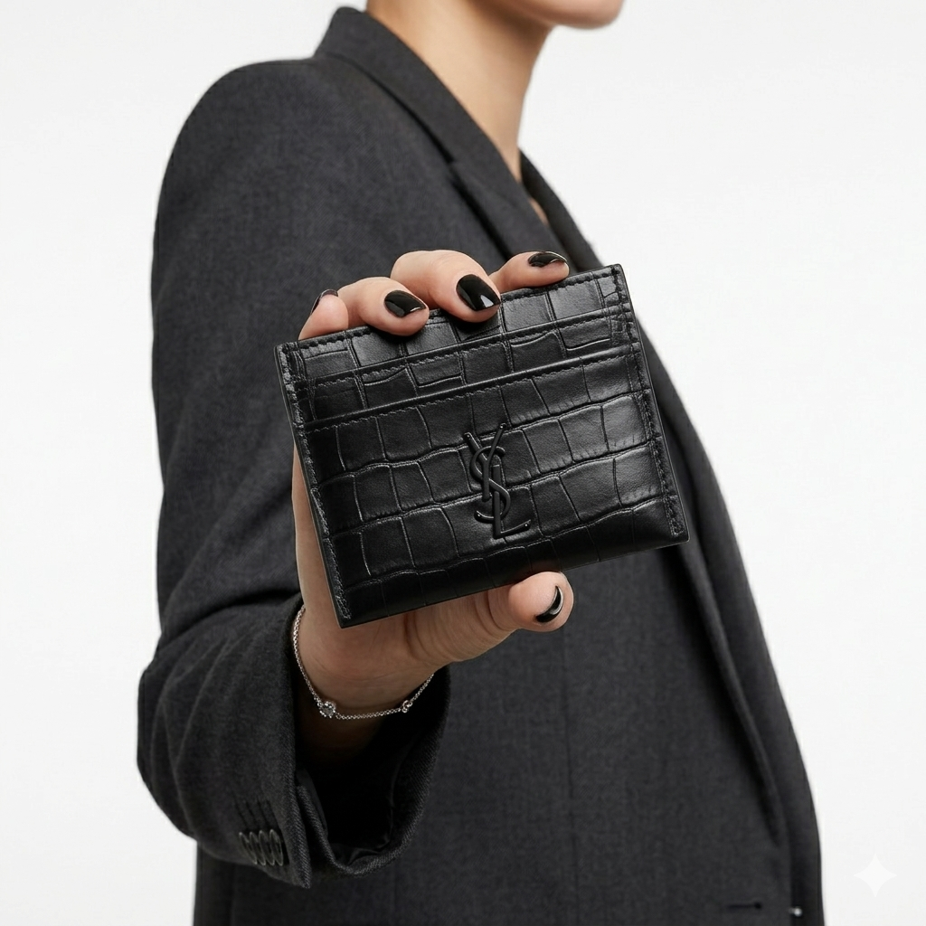 YSL Black Card Holder 🖤 Luxe Leather Wallet