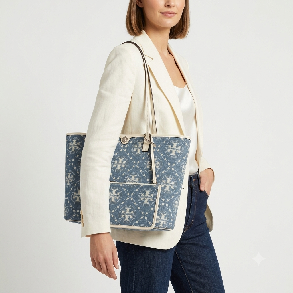 Tory Burch Monogram Print Tote Bag with Matching Pouch 👜✨