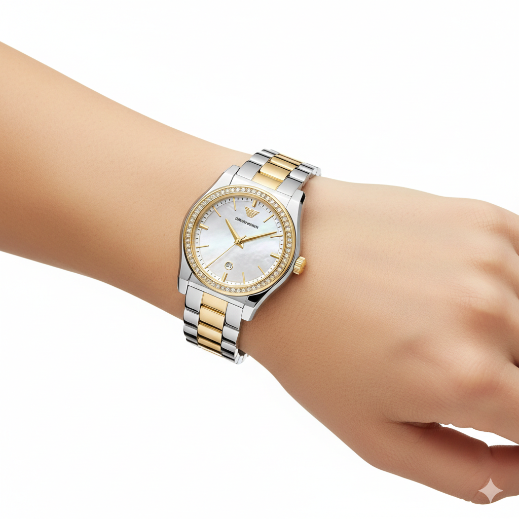 Emporio Armani Two-Tone Watch with Crystal Bezel ⌚✨💎