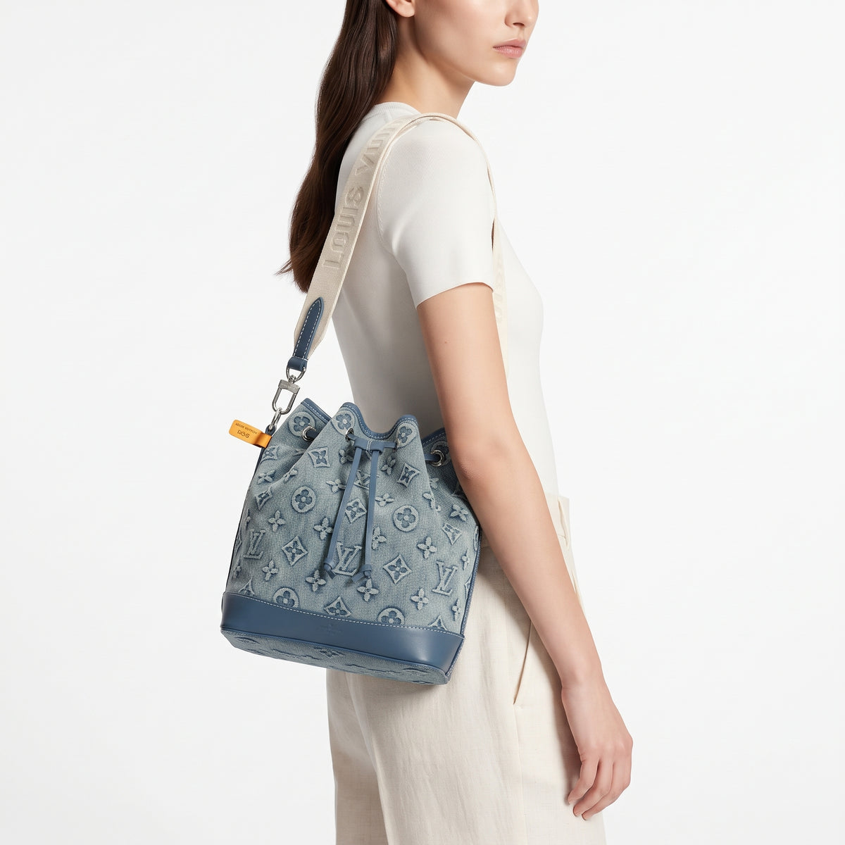 Louis Vuitton Monogram Denim Bucket Bag with Adjustable Strap