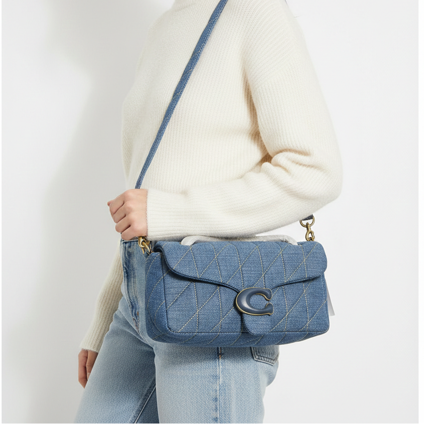 Coach Quilted Denim Pillow Tabby Shoulder Bag 💙🧵👜