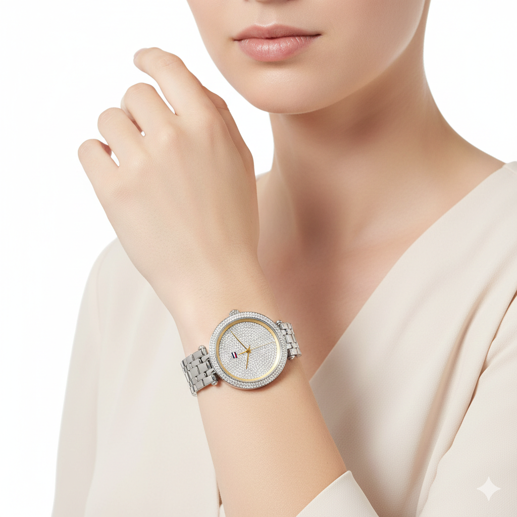 Tommy Hilfiger Crystal Pave Dial Two Tone Watch 💎 ✨ ⌚