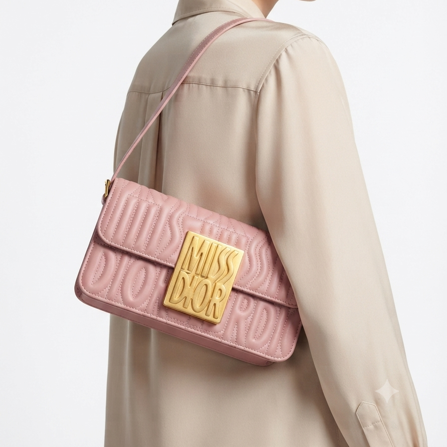 Miss Dior Quilted Bag with Gold Tone Logo Hardware