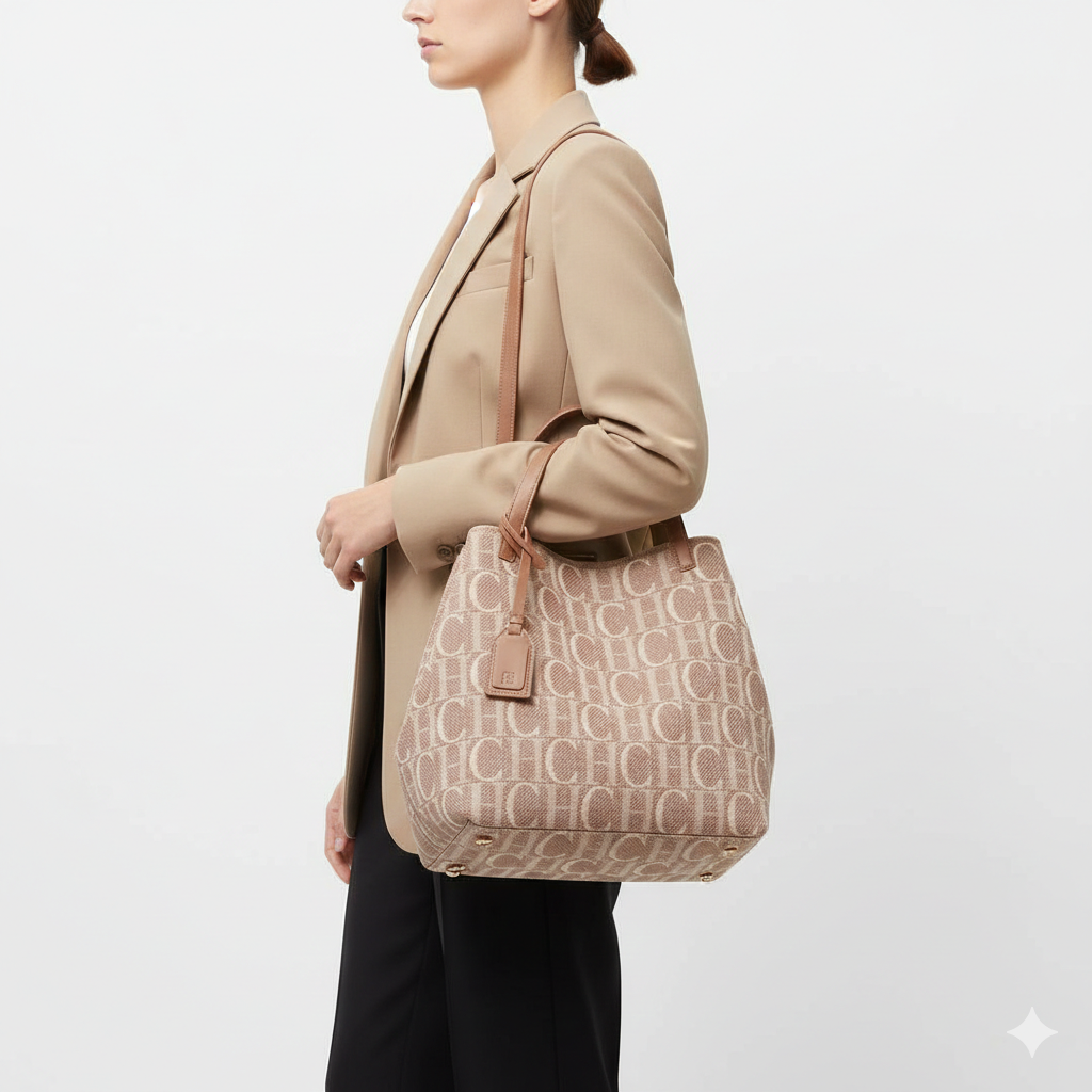 CH Carolina Herrera Monogram Canvas Tote Bag 👜 ✨