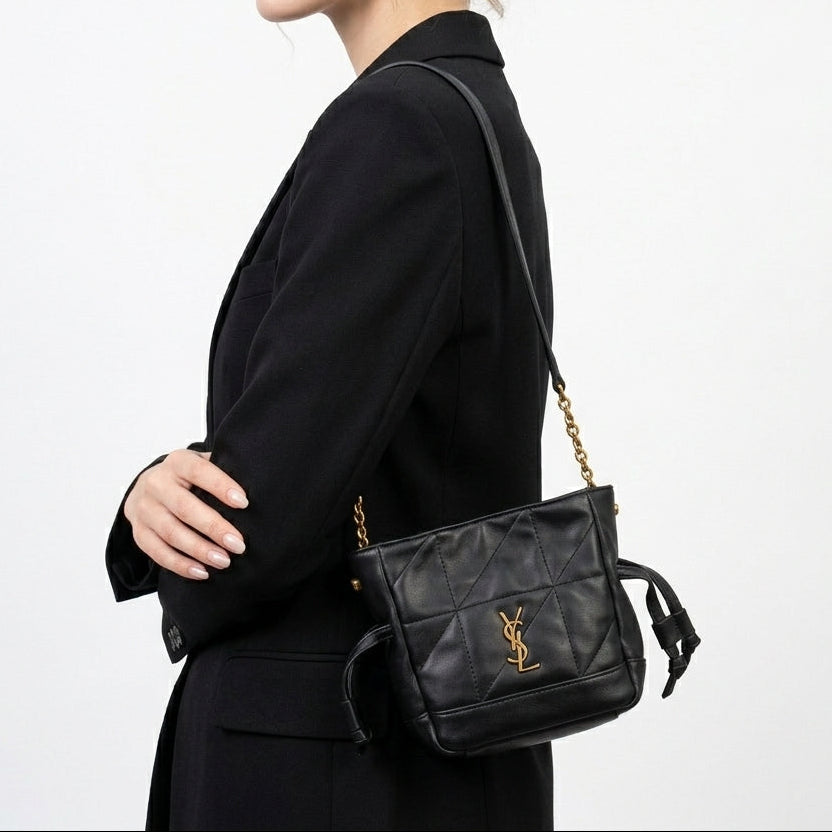 Saint Laurent Quilted Mirror Original Bag with Gold Hardware