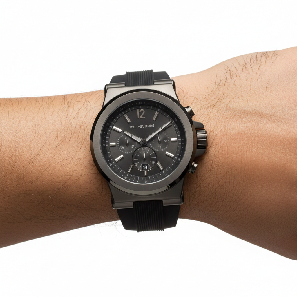 Michael Kors Black Silicone Chronograph Watch ⌚🖤🔥